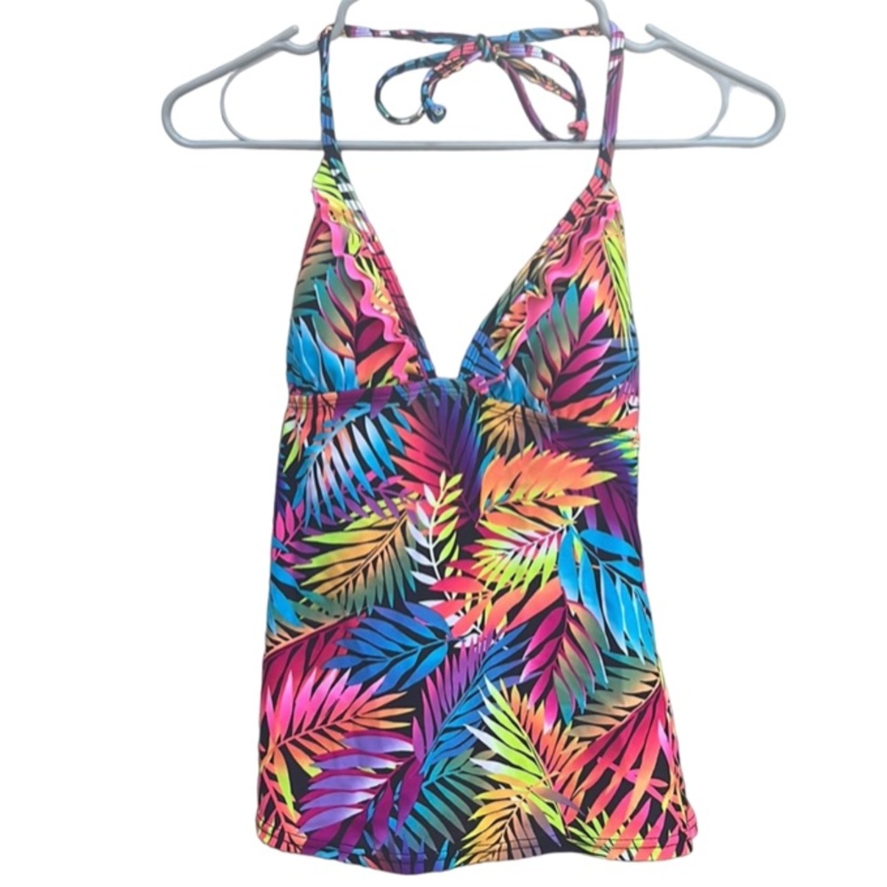NWT Candie’s Tropical Halter Swim Tankini Size Medium Colorful